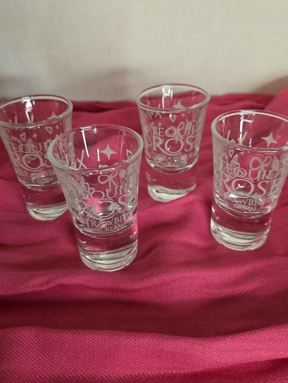 Tequila Rose Strawberry Cream Shot Glasses  Set of 4